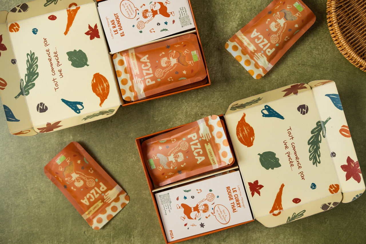 Coffret MÉLANGES. (5 épices + fiches recettes)