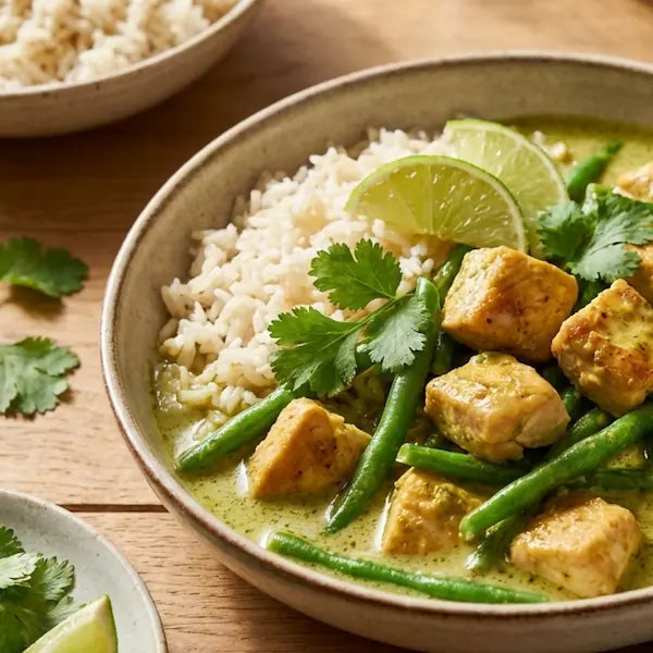 Poulet coco et curry vert