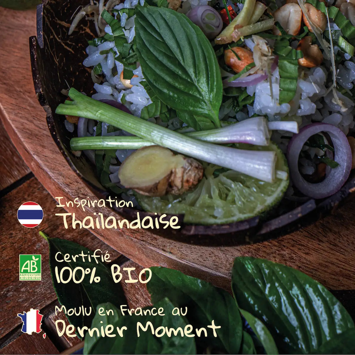 Mélanges d'épices de Thaïlande utilisé pour le curry vert moulu Pizca, 100% Bio et moulu en France